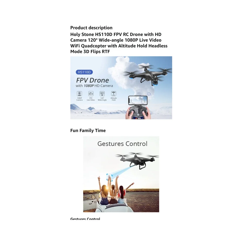 Holy Stone HS1100 FPV RC Drone! 1080P Camera! W/Case!